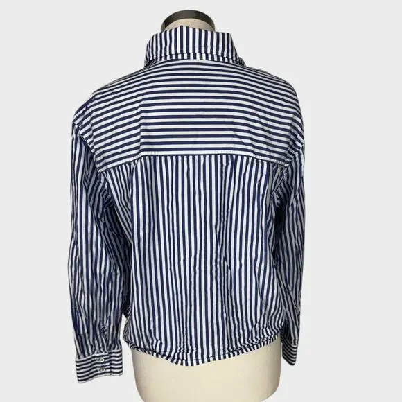 CAbi M 6085 Striped Blue / White Prep School Button Down Shirt Spring 2022 - Picture 9 of 10